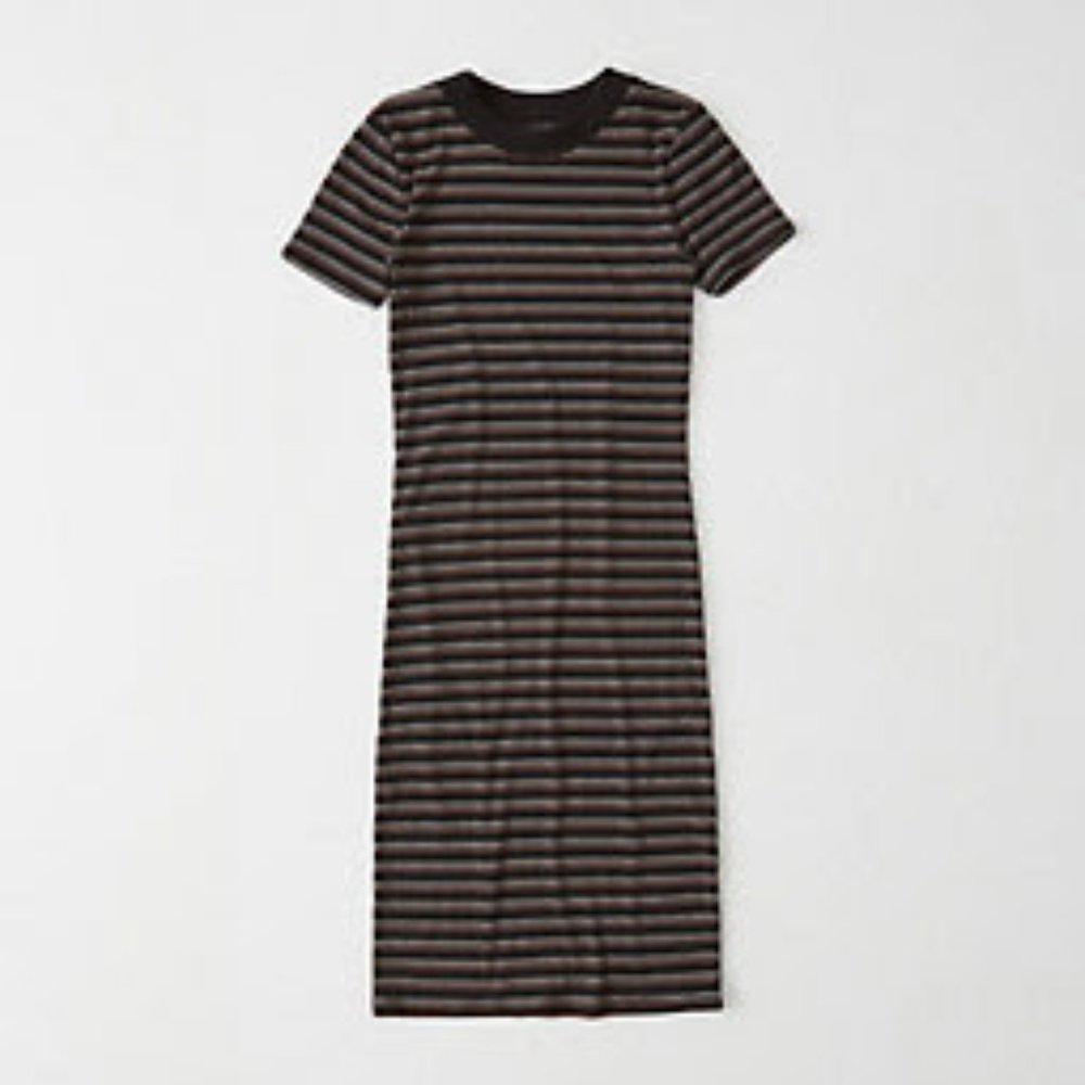 Knit Bodycon Dress in Black Stripe